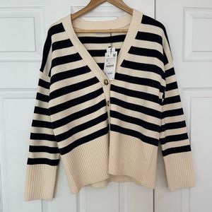 Zara dark navy and beige oversized cardigan